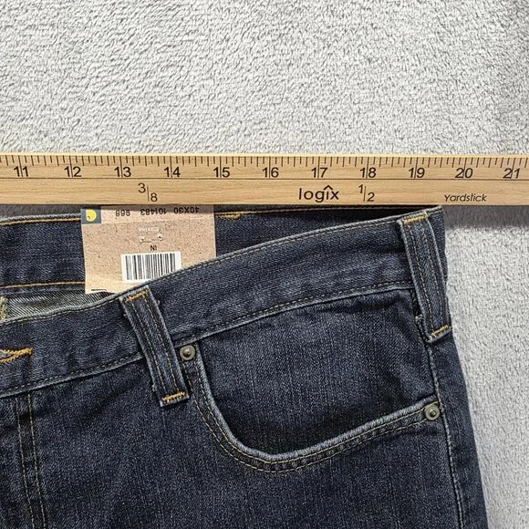 Carhartt Holter Jeans Mens 40x30 Blue Relaxed Fit Straight Leg Workwear 101483 - Picture 6 of 11